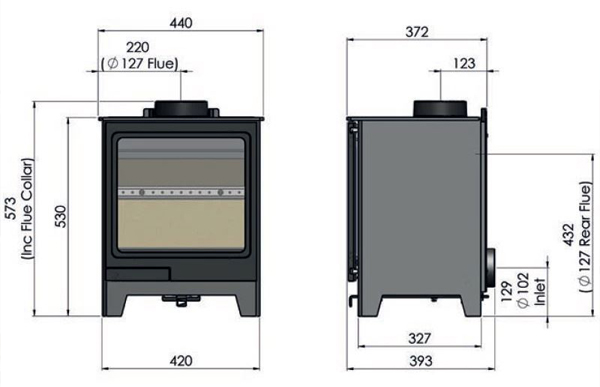 Hunter Herald Allure 04 Stove Dimensions