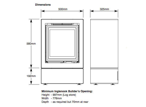 Legend Ethos 400 Gas Stove Dimensions