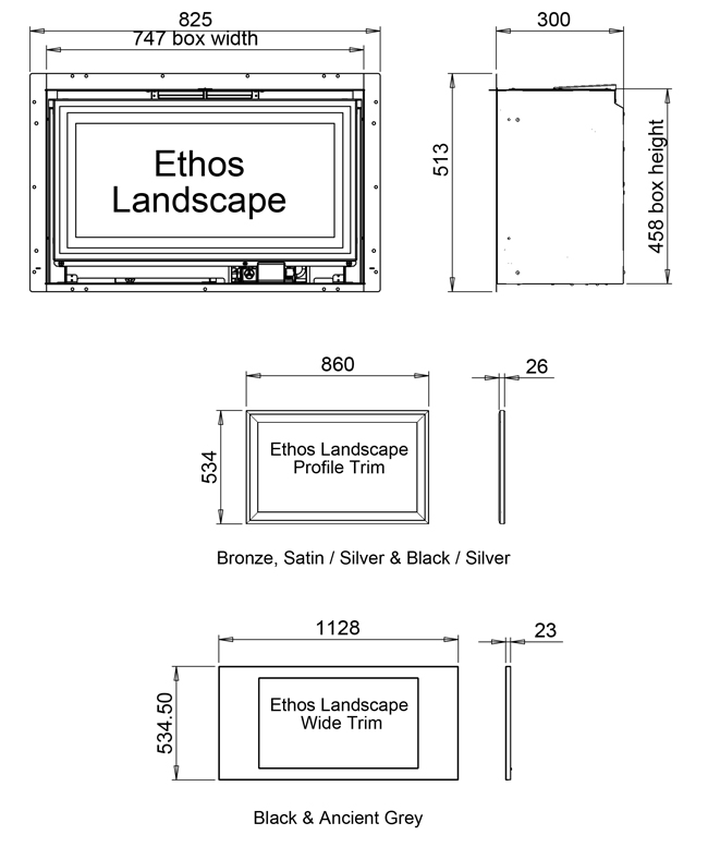 Legend Ethos Landscape Gas Fire Dimensions