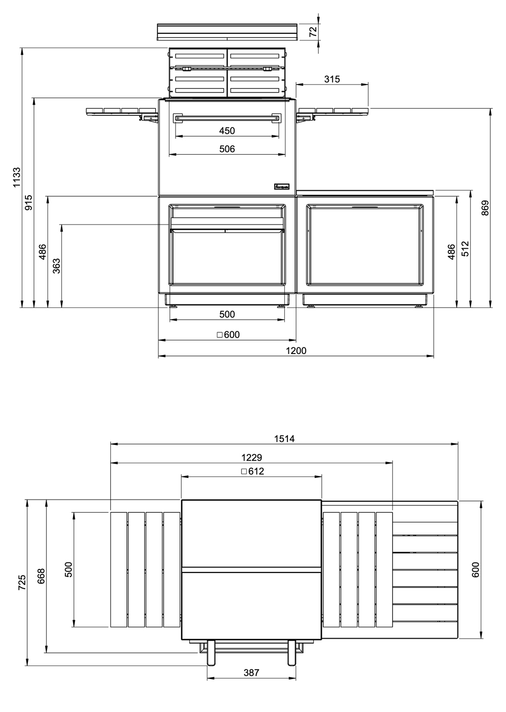 Nordpeis Air BBQ Grill Dimensions