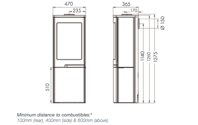 Nordpeis Duo 1 Stove Dimensions