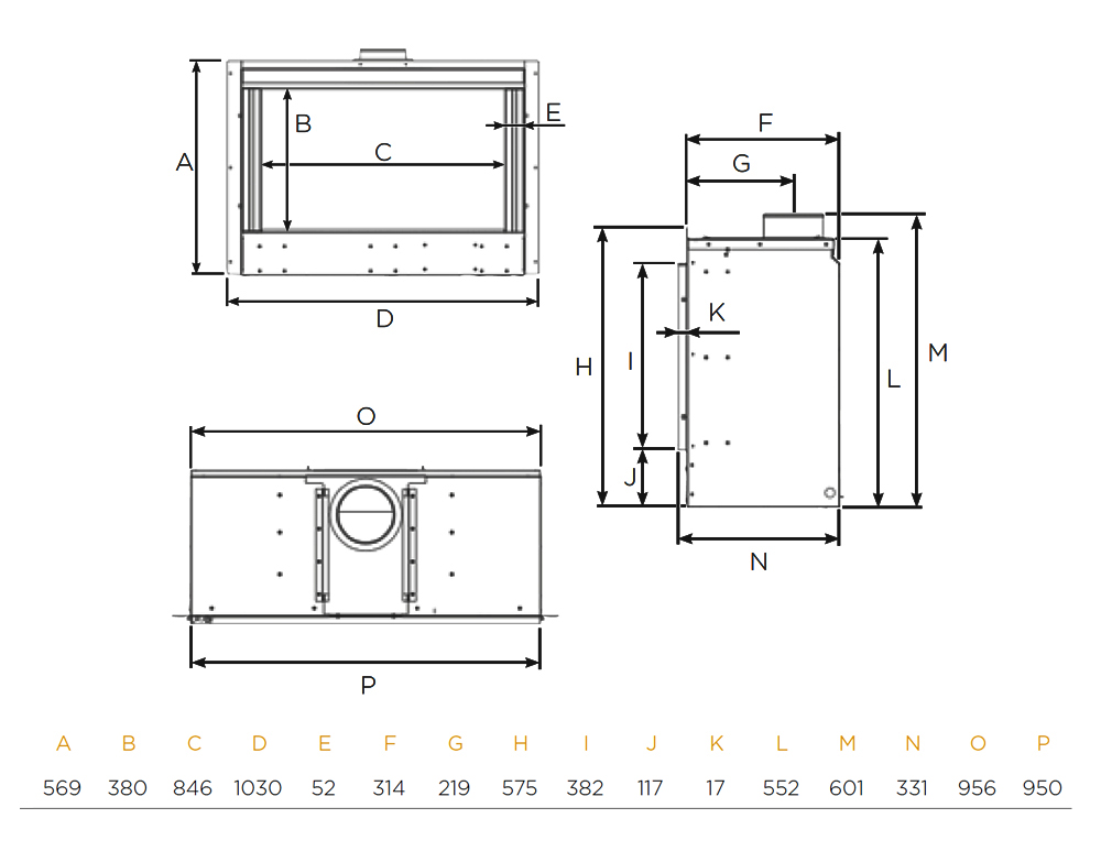 Oynx Avanti 85 Conventional Flue Gas Fire Sizes