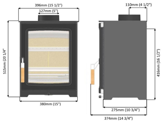 Parkray Aspect 4 Compact Stove Dimensions
