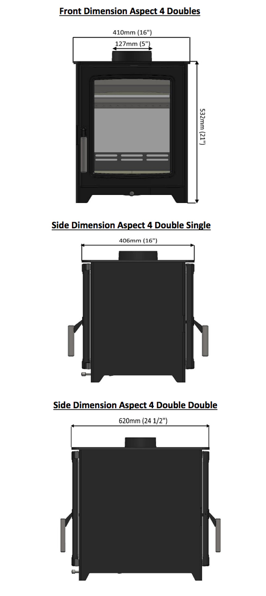 Parkray Aspect 4 Double Sided Stove Sizes