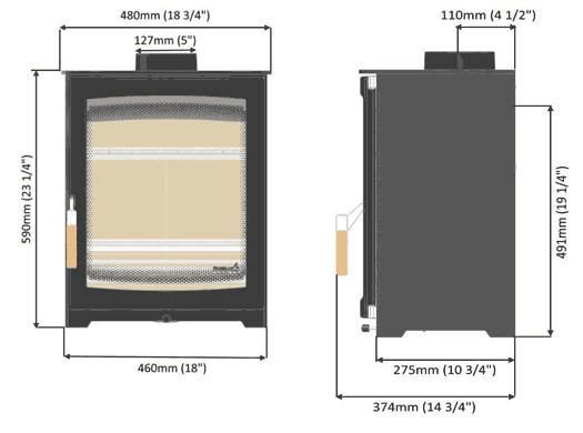 Parkray Aspect 5 Compact Stove Sizes