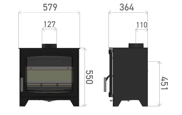 Parkray Aspect 7 Wood Burning Stove Sizes