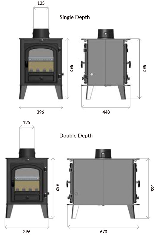 Parkray Consort 4 Double Sided Stove Sizes