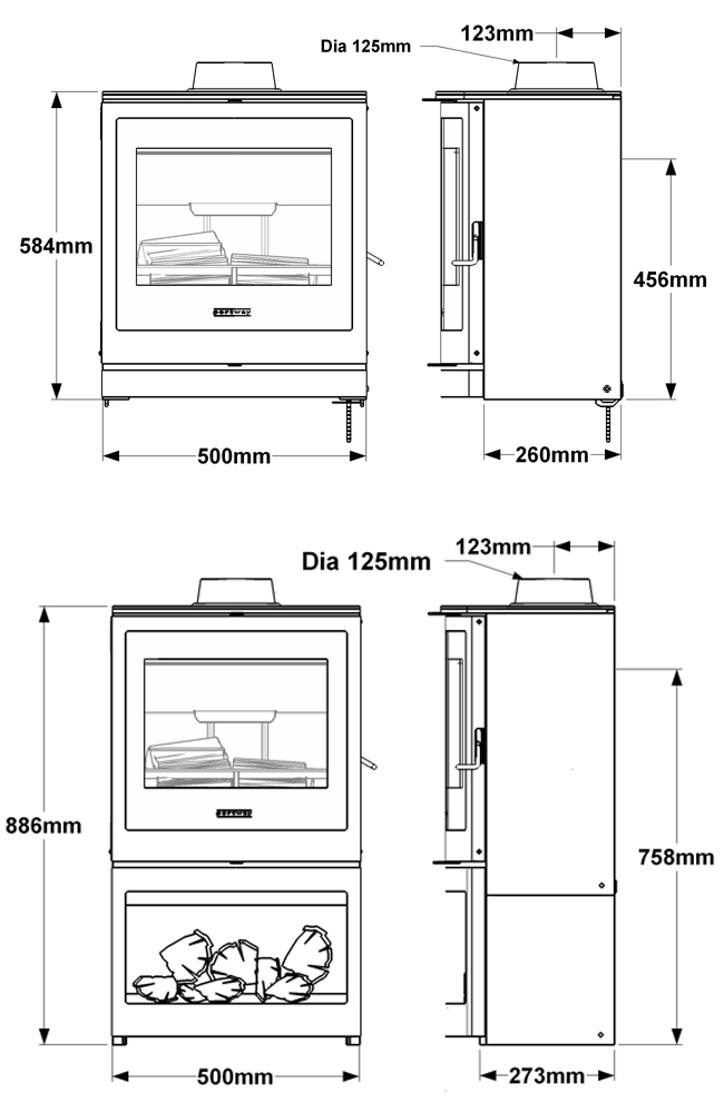 Portway 2 Curved Glass MultiFuel Stove Flames.co.uk