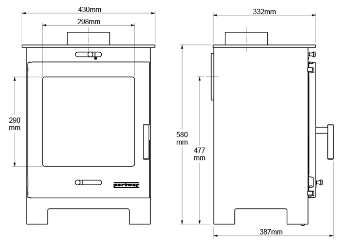 Portway Arundel Stove Dimensions