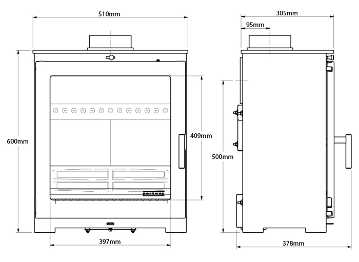 Portway Arundel Stove Dimensions