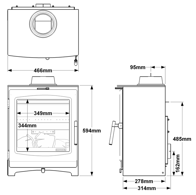 Portway Luxima Stove Dimensions