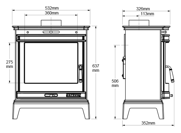 Portway Rochester 7 Stove Dimensions