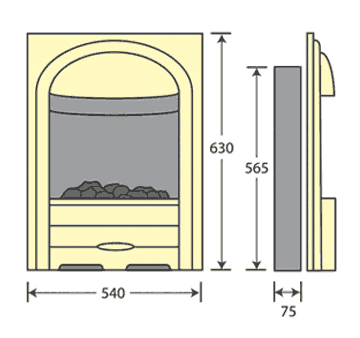 Pureglow Chloe Electric Fire Dimensions