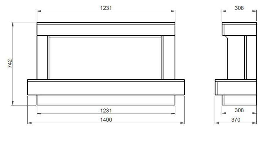 Pureglow Seaton Electric Fireplace Dimensions