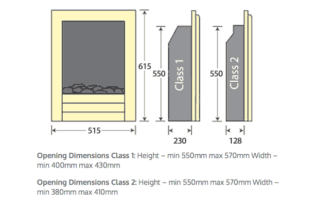 Pureglow Sienna Gas Fire Dimensions