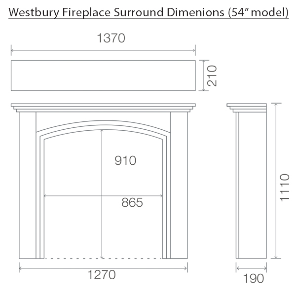 Pureglow Westbury Fireplace Surround Dimensions