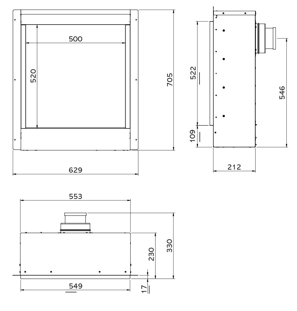 Gazco Riva2 500HL Slimline Balanced Flue Gas Fire Sizes