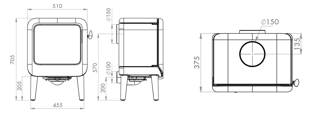 Dovre Rock 350 Stove Dimensions