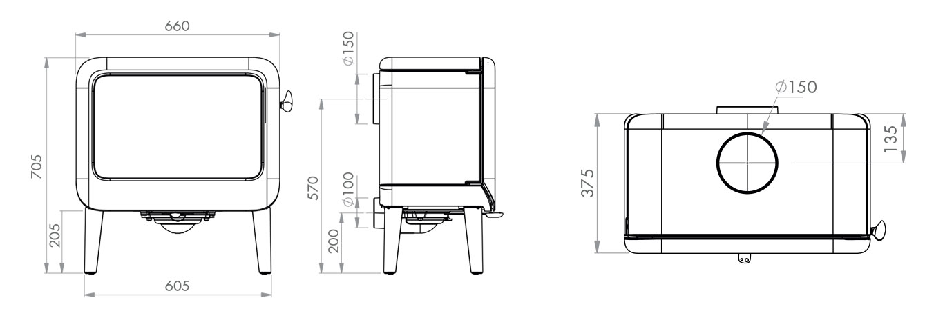 Dovre Rock 500 Woodburner Stove Sizes