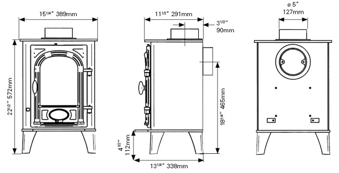 Stovax Stockton 4 Stove Dimensions