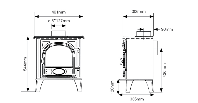 Stovax Stockton 5 Stove Dimensions