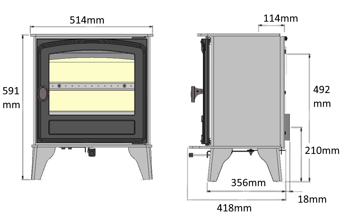 Hunter Herald 5 Eco Stove Dimensions