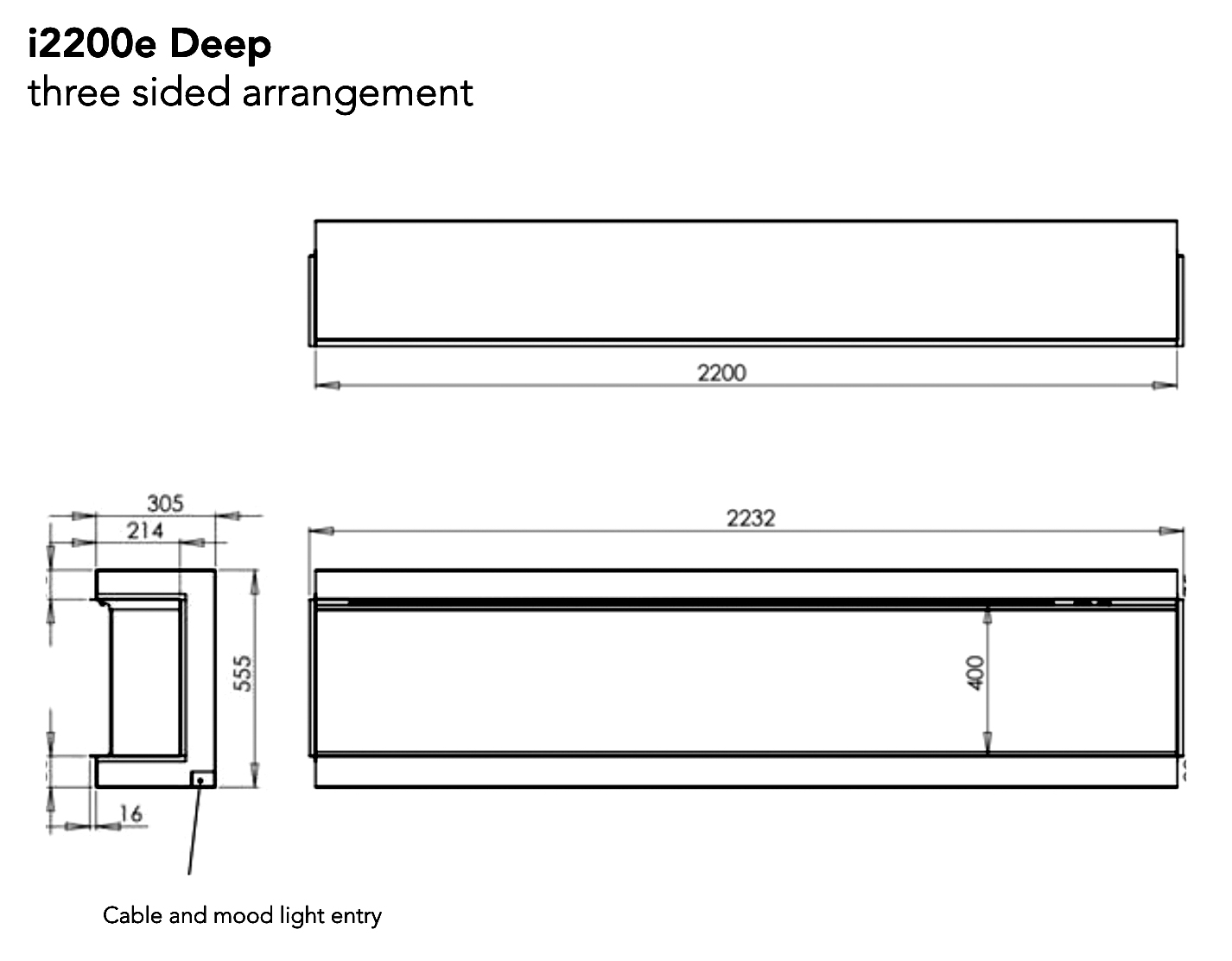 iRange i2200e Deep Electric Fire Dimensions