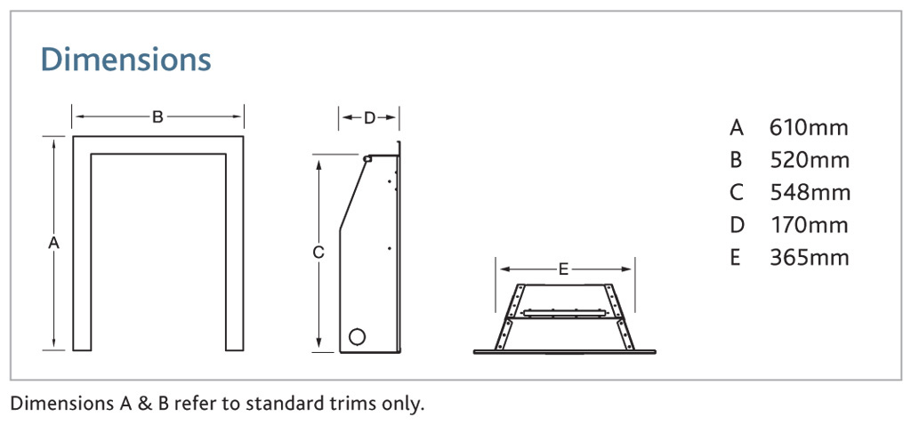 Kinder Camber Plus Gas Fire Dimensions