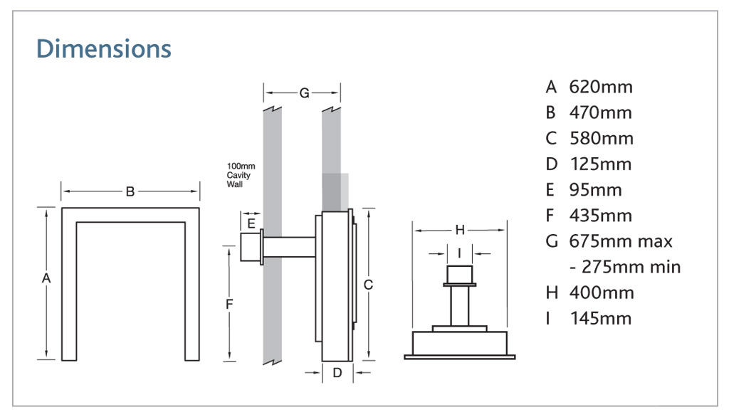 Kinder Dakota Balanced Flue Gas Fire Dimensions