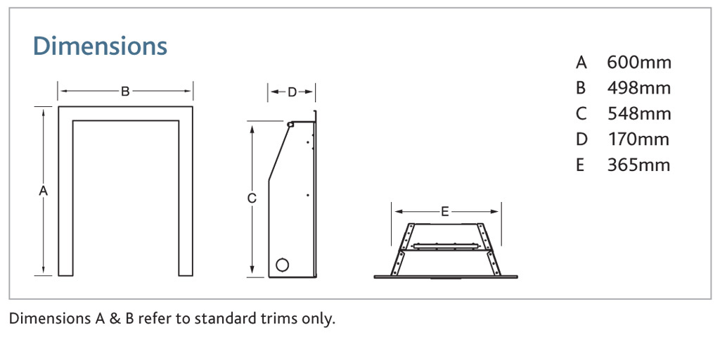 Kinder Kalahari Plus Gas Fire Dimensions