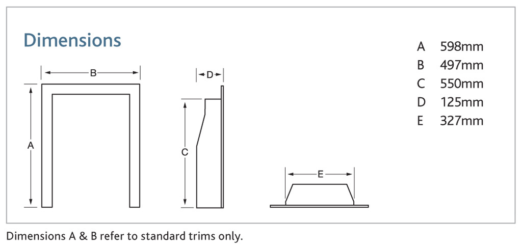 Kinder Nevada HE Gas Fire Dimensions