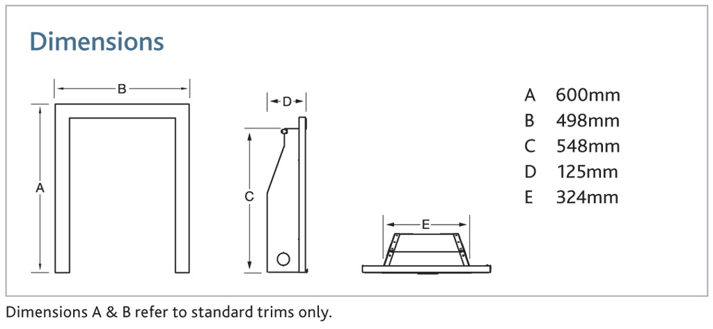 Kinder Nevada Plus Gas Fire Dimensions