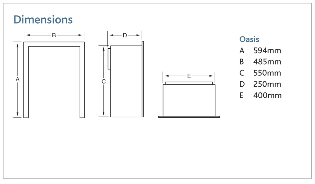 Kinder Oasis Gas Fire Dimensions