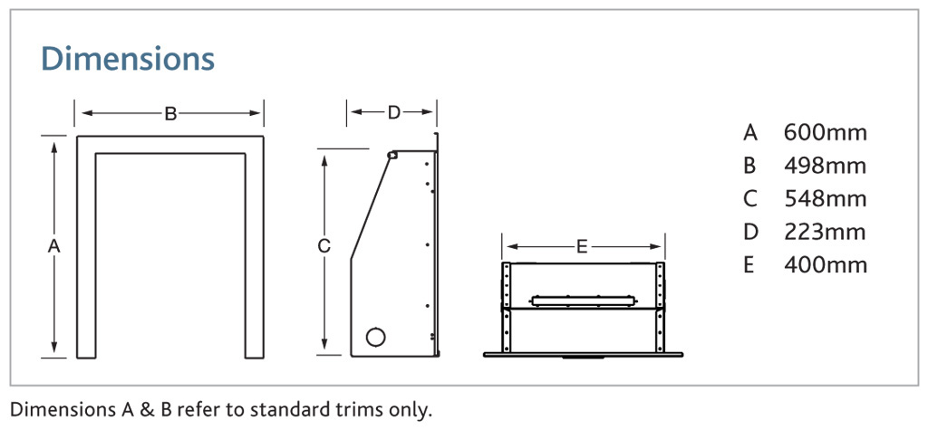 Kinder Oasis Plus Gas Fire Dimensions