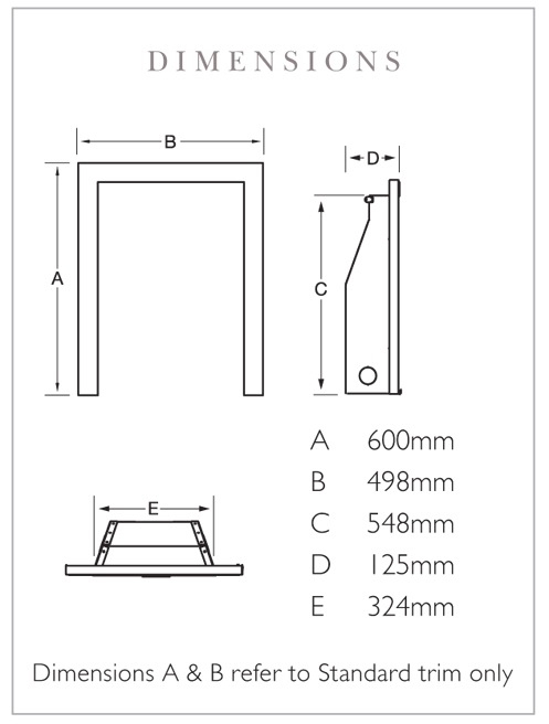 Verine Midas Plus Gas Fire Dimensions