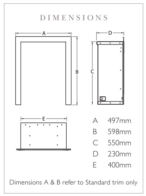 Verine Orbis HE High Efficiency Gas Fire Dimensions