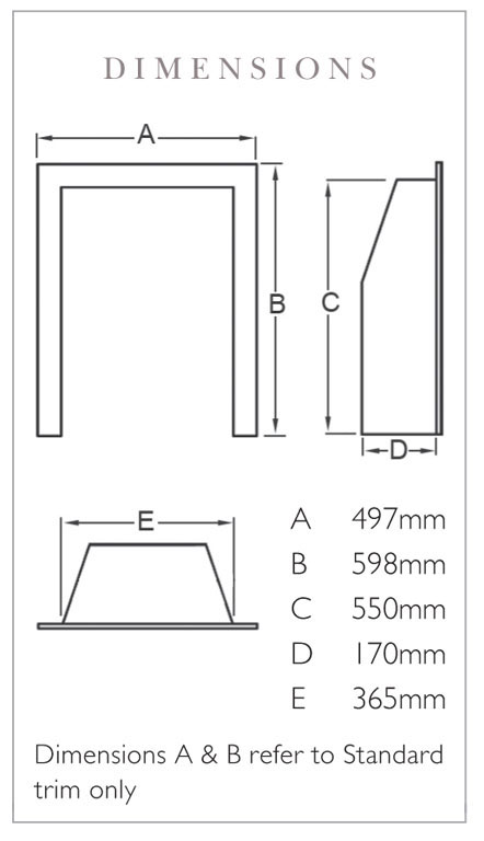 Verine Quasar Gas Fire Dimensions