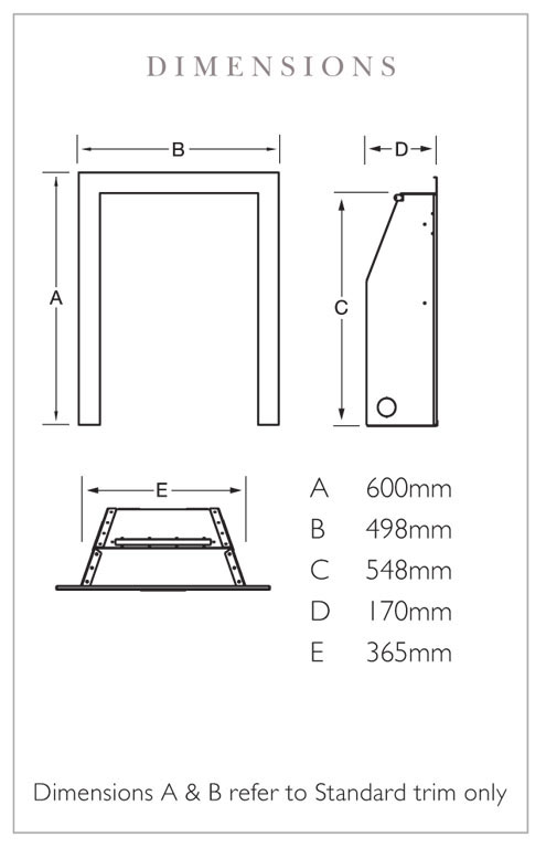 Verine Quasar Plus Gas Fire Dimensions