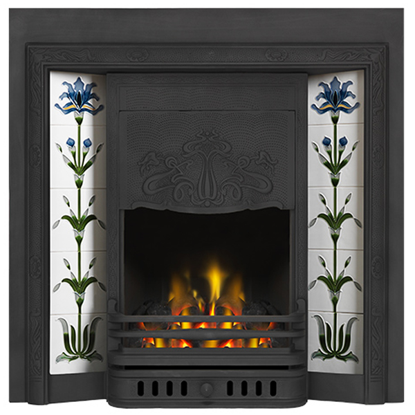 Tiled Fireplace Surround Art Deco Electric Fire Cast Tec Art