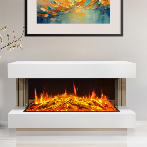 Celsi DLX 1000 Monroe 3-Sided Glass Smart Electric Fireplace Suite