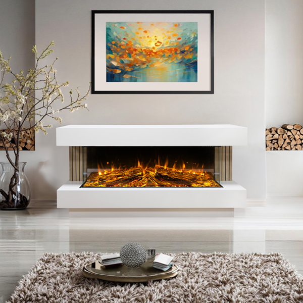 Celsi DLX 1250 Monroe 3-Sided Glass Smart Electric Fireplace Suite