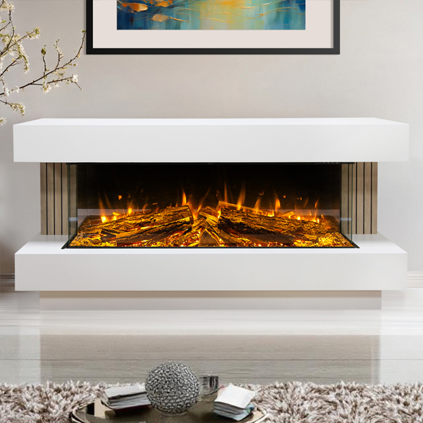 Celsi DLX 1250 Monroe 3-Sided Glass Smart Electric Fireplace Suite