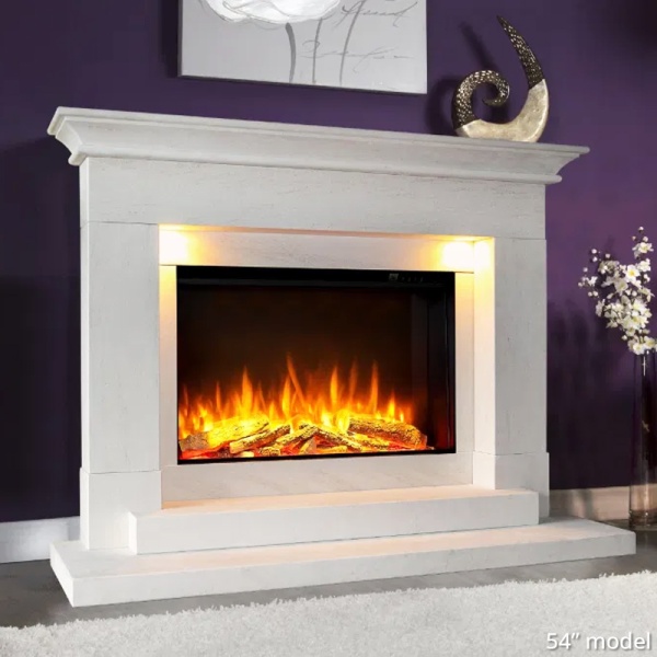 Celsi DLX 750 Aleesia Illumia Limestone Electric Fireplace Suite