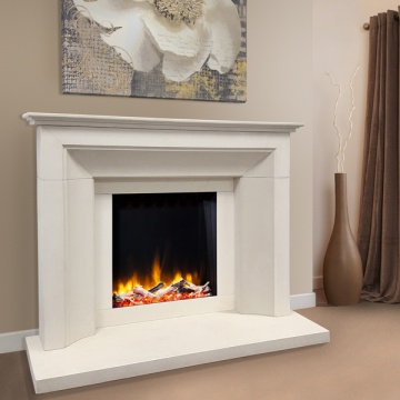Celsi Ultiflame VR Asencio Limestone Electric Fireplace Suite