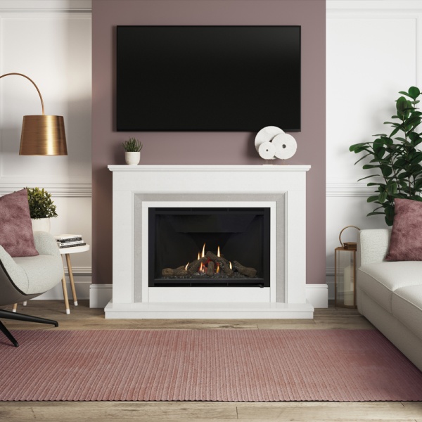 春　フォーシーズ Elgin & Hall Cassius 950 Marble Gas Fireplace Suite | Flames.co.uk