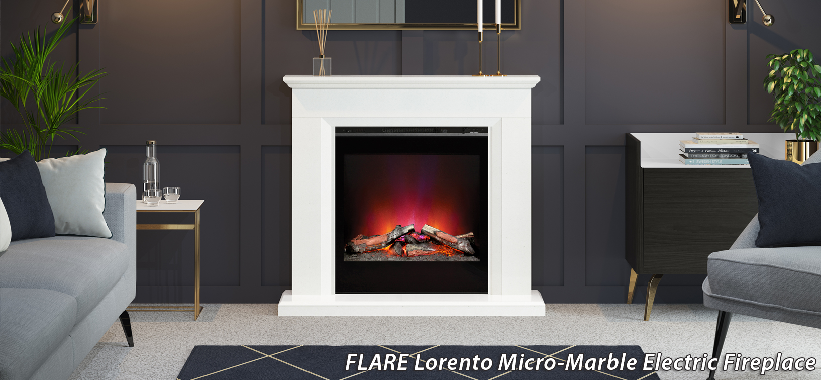 FLARE Lorento Marble Electric Fireplace