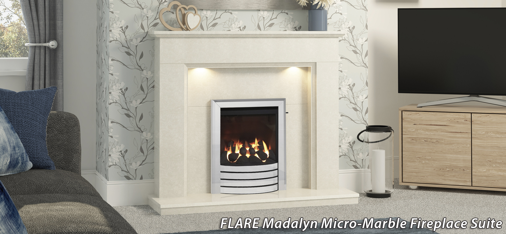 FLARE Madalyn Marble Fireplace