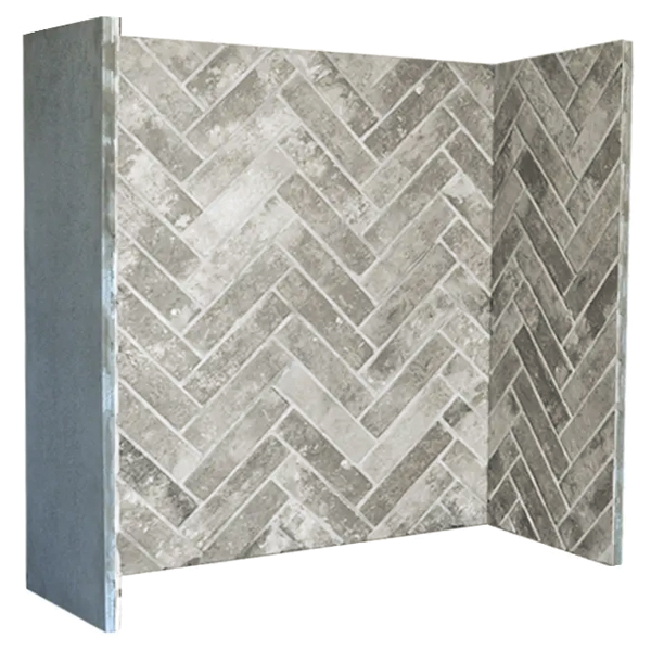 Gallery Steel Grey Herringbone Fireplace Chamber Panels