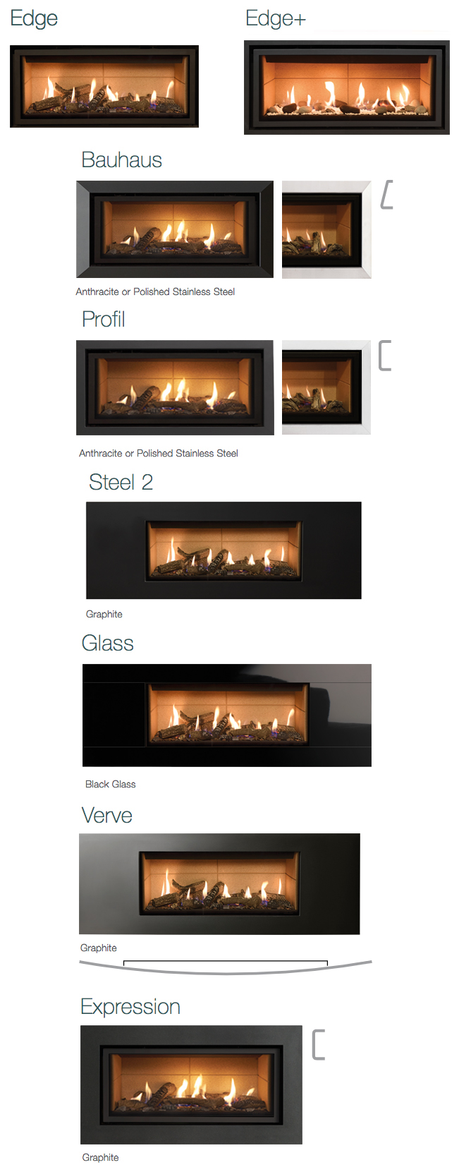 Gazco Studio Glass Fronted Frame Options