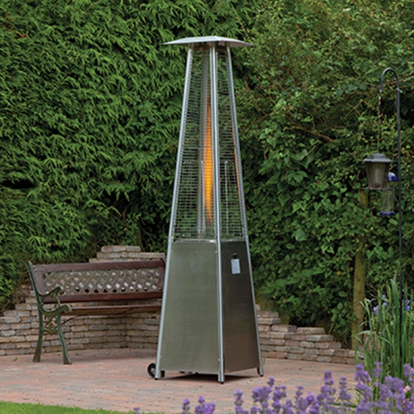 Tahiti II Pyramid Flame Patio Heater – 13kW Stainless Steel Outdoor Gas ...